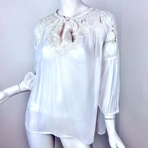 Chico's Lace and Bead Sheer Blouse